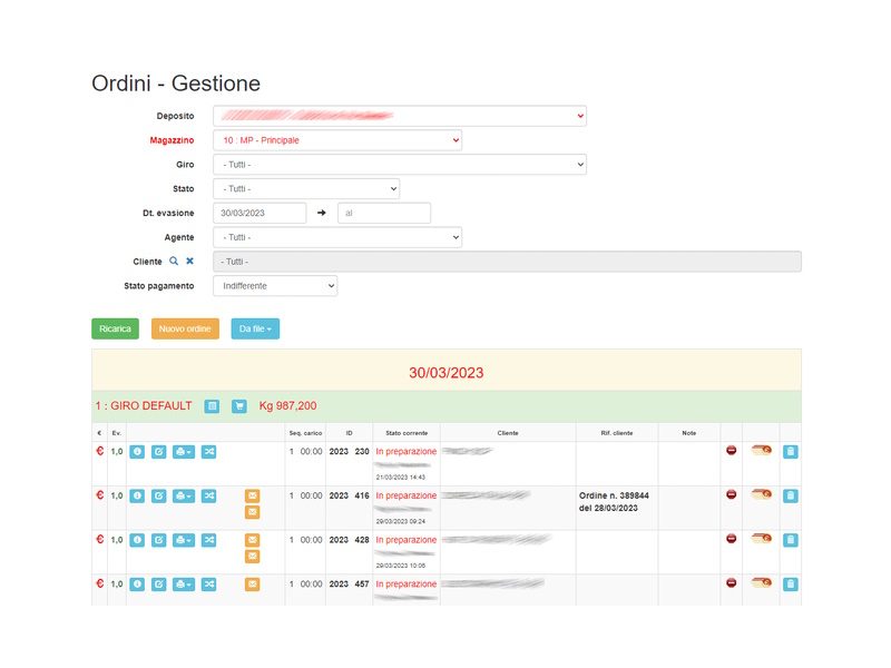 Easy G - Ordini cliente